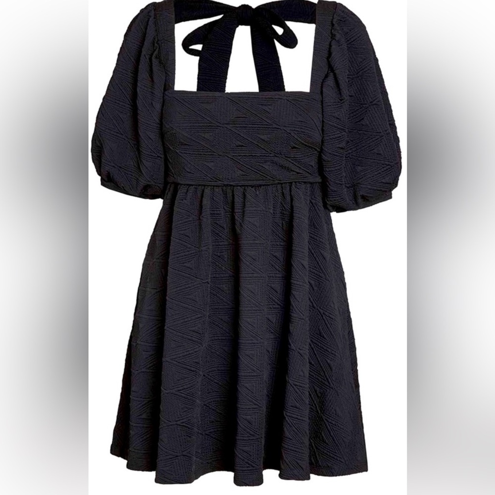 Free People Violet Black Puff Sleeve Dress XS